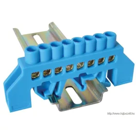   TRACON NPE-B6-8 Szigetelt földelősín (N/PE), kék 230/400VAC, 63A, 6×9mm, 8P, IP20