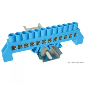   TRACON NPE-B8-12 Szigetelt földelősín (N/PE), kék 230/400VAC, 100A, 8×12mm, 12P, IP20