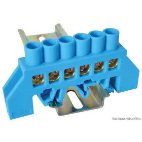   TRACON NPE-B8-6 Szigetelt földelősín (N/PE), kék 230/400VAC, 100A, 8×12mm, 6P, IP20