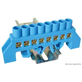   TRACON NPE-B8-8 Szigetelt földelősín (N/PE), kék 230/400VAC, 100A, 8×12mm, 8P, IP20