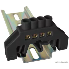   TRACON NPE-BK6-4 Szigetelt földelősín (N/PE), fekete 230/400VAC, 63A, 6×9mm, 4P, IP20