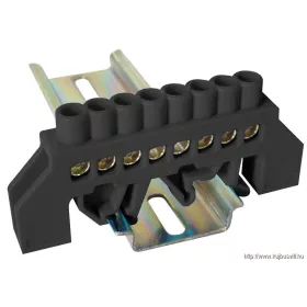   TRACON NPE-BK6-8 Szigetelt földelősín (N/PE), fekete 230/400VAC, 63A, 6×9mm, 8P, IP20