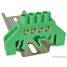   TRACON NPE-G6-4 Szigetelt földelősín (N/PE), zöld 230/400VAC, 63A, 6×9mm, 4P, IP20