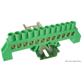   TRACON NPE-G8-12 Szigetelt földelősín (N/PE), zöld 230/400VAC, 100A, 8×12mm, 12P, IP20