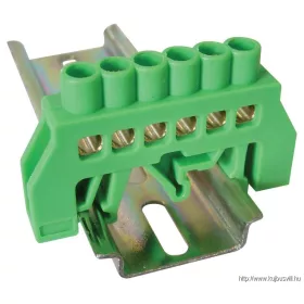   TRACON NPE-G8-6 Szigetelt földelősín (N/PE), zöld 230/400VAC, 100A, 8×12mm, 6P, IP20