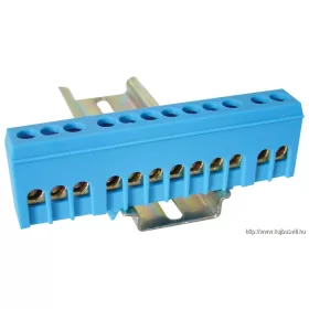   TRACON NPE-ZB Szigetelt földelősín (N/PE), zárt, kék 230/400VAC, 63A, 6×9mm, 12P, IP20