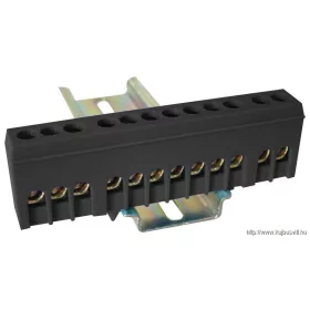   TRACON NPE-ZBK Szigetelt földelősín (N/PE), fekete 230/400VAC, 63A, 6×9mm, 12P, IP20