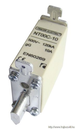 NT00C-10 Késes biztosító Un=400V AC, 10A, 00C, 120kA/500VAC, gG
