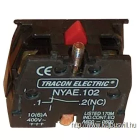   TRACON NYAE102 Érintkező-egység fémalapra szerelt nyomógombokhoz 1×NC, 3 A/400 V
