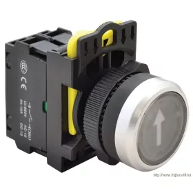   TRACON NYG3-P4L Jelölt, világító nyomógomb, fekete, (fehér nyíl) 1×NO, 5A/230V AC-15, IP65, LED 230V AC/DC