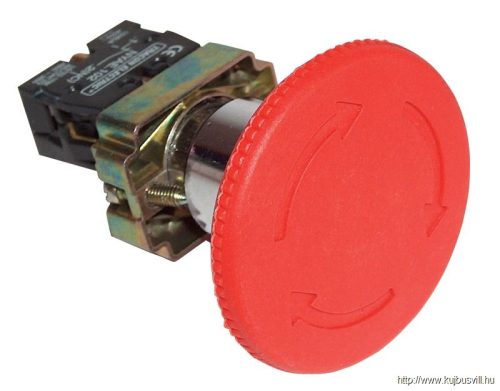 NYG442P30 Reteszelt gombafejű vészgomb, fémalap, piros elfordítással 1×NC, 3A/400V AC, IP42, d=30mm