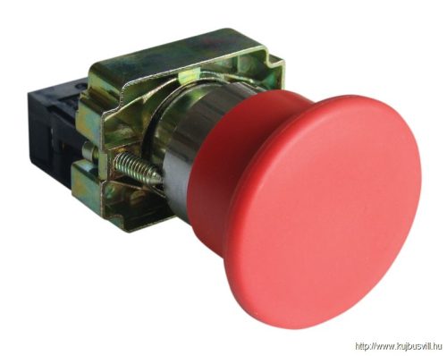 NYGBC42P Gombafejű vésznyomógomb,fémalapra szerelt,piros,nem reteszel 1×NC, 3A/400V AC, IP42, d=40mm