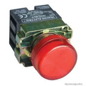   TRACON NYGBV74PT Tokozott jelzőlámpa, fémalap,piros, előtéttel, izzó nélkül 3A/230V AC, IP44, NYGI130