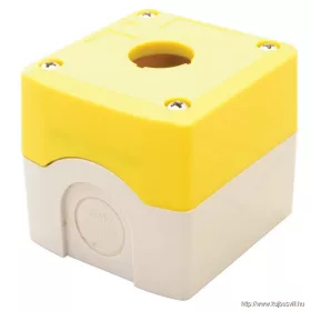  TRACON NYGD-1YE Összeállított tokozat nyomógombokhoz, sárga, 1-es d=22,5, IP65, 2×PG-13,5
