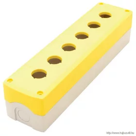   TRACON NYGD-6YE Összeállított tokozat nyomógombokhoz, sárga, 6-es d=22,5, IP65, 2×PG-13,5