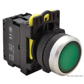   TRACON NYK3-LG Világító nyomókapcsoló, zöld 1×NO, 5A/230V AC-15, IP65, LED 230V AC/DC