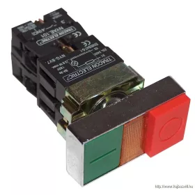   TRACON NYKK8475 Kettős BE-KI nyomógomb, fémalap, zöld+piros kiálló 1×NC+1×NO, 3A/230V AC, IP42