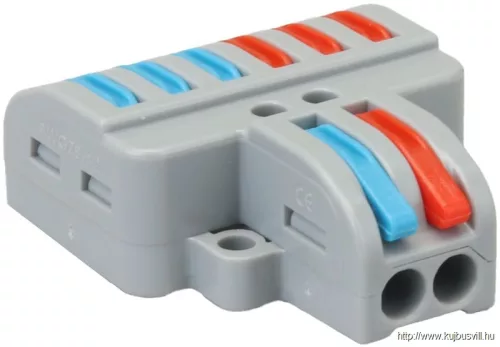 TRACON OVO2P26 Többpólusú csavar nélküli vezetékösszekötő, nyitható 0,5-4mm2, 32A, 400VAC 2P