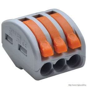   TRACON OVO2,5-3 Csavar nélküli vezetékösszekötő, nyitható 0,75-4mm2, 32A, 400VAC 3P