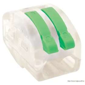   TRACON OVOT2,5-2 Csavar nélküli vezetékösszekötő, nyitható átlátszó 0,75-4mm2, 32A, 400VAC 2P