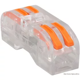   TRACON OVOTT22 Csavar nélküli vezetékösszekötő, toldó, nyitható, átlátszó 0,5-4mm2, 32A, 400VAC 2P