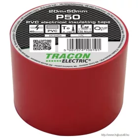   TRACON P50 Szigetelőszalag, piros 20m×50mm, PVC, 0-90°C, 40kV/mm