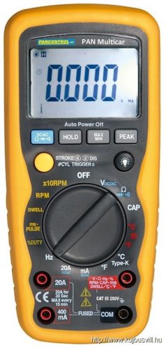 PANMULTICAR Gépjármű teszter ACV/DCV, ACA/DCA, R, C, Hz, °C, Infra