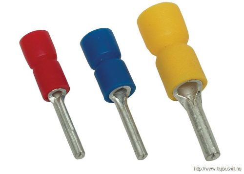 PCS Szigetelt csapos saru, ónozott elektrolitréz, piros 1,5mm2, (l1=12mm, d1=1,8mm), PVC