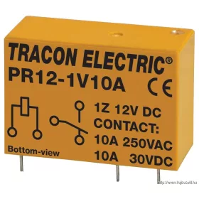   TRACON PR12-1V10A Print relé 12V DC / 1×CO (10A, 230V AC / 30V DC)