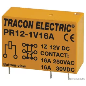   TRACON PR12-1V16A Print relé 12V DC / 1×CO (16A, 230V AC / 30V DC)