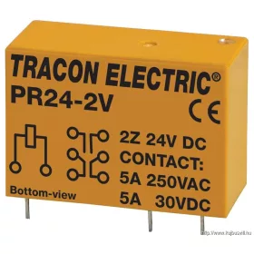   TRACON PR24-2V Print relé 24V DC / 2×CO (5A, 230V AC / 30V DC)