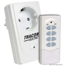   TRACON RCS11 Távkapcsolós csatlakozóaljzat, 1 aljzat, 1 távírányító 230VAC, 50Hz, 3600W, IP20, 433,92MHz