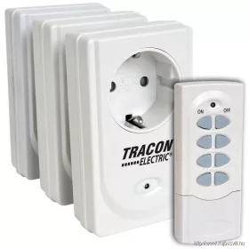   TRACON RCS13 Távkapcsolós csatlakozóaljzat, 3 aljzat, 1 távírányító 230VAC, 50Hz, 3600W, IP20, 433,92MHz