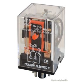   TRACON RM08-12DC Ipari relé 12V DC / 2×CO, (3A, 230V AC / 28V DC)