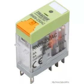   TRACON RN09-12DC Print relé tesztgombbal és állapotjelzéssel 12V DC / 2×CO (8A, 230V AC / 30V DC)