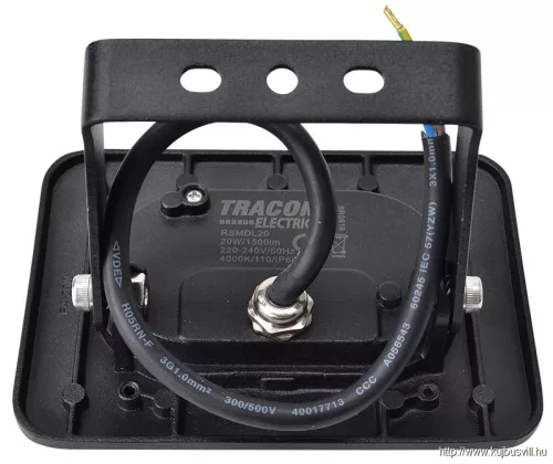 TRACON RSMDL20 SMD fényvető, fekete 220-240V AC, 20W, 4000K, IP65, 1600lm, EEI=G