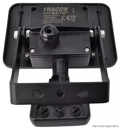 TRACON RSMDLM10H SMD fényvető mozgásérzékelővel, fekete 220-240V,10W,4000K,IP65, 800lm,120°, 10s-7min, 3-10m, EEI=G