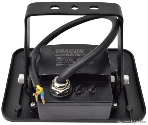 TRACON RSMDLM20 SMD fényvető mozgásérzékelővel, fekete 220-240V AC, 20W, 4000K, IP65,1600lm, 110°, 3-10m, EEI=G