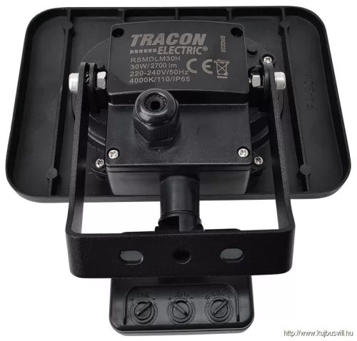 TRACON RSMDLM30H SMD fényvető mozgásérzékelővel, fekete 220-240V,30W,4000K,IP65,2700lm,,120°, 10s-7min, 3-10m, EEI=F