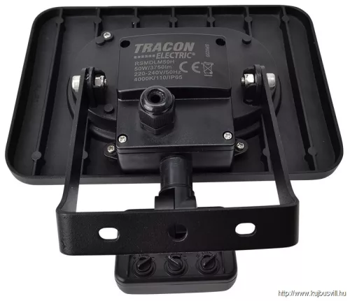TRACON RSMDLM50H SMD fényvető mozgásérzékelővel, fekete 220-240V,50W,4000K,IP65,4000lm,120°, 10s-7min, 3-10m, EEI=G