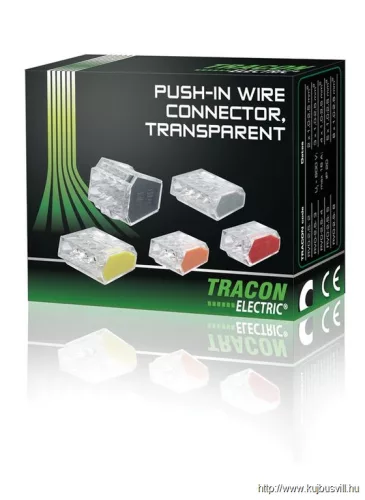 TRACON RVO2,5-8 Csavar nélküli vezetékösszekötő, átlátszó/szürke 8×0,5-2,5mm2, 450VAC, max. 16A