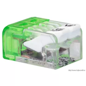   TRACON RVONK2 Csavar nélküli vezetékösszekötő, nyitható átlátszó 0,2-2,5mm2, 24A, 450VAC 2P