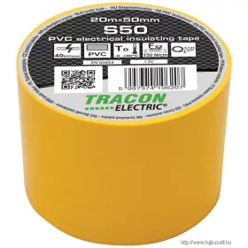   TRACON S50 Szigetelőszalag, sárga 20m×50mm, PVC, 0-90°C, 40kV/mm