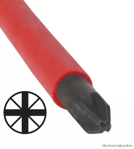 TRACON SD5080PZ1 Csavarhúzó, Pozidriv, 1000V-raszigetelt, CrV PZ1 5×80mm, AC 1000V