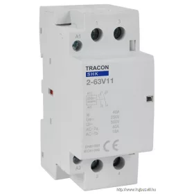   TRACON SHK2-63V11 Installációs kontaktor 230V AC, 50Hz, 2 Mod, 1×NO+1×NC, AC1/AC7a, 63A