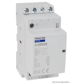   TRACON SHK4-25V22 Installációs kontaktor 230V AC, 50Hz, 2 Mod, 2×NO+2×NC, AC1/AC7a, 25A