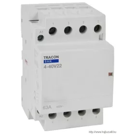   TRACON SHK4-40V22 Installációs kontaktor 230V AC, 50Hz, 3 Mod, 2×NO+2×NC, AC1/AC7a, 40A