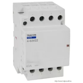   TRACON SHK4-63V22 Installációs kontaktor 230V AC, 50Hz, 3 Mod, 2×NO+2×NC, AC1/AC7a, 63A