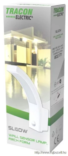 TRACON SLI15W Mozgásérzékelős fali lámpatest, ívelt forma 230VAC, 15W, 140°, 2-9m, 10s-5m, 4500K , IP54, 1100lm, EEI=G