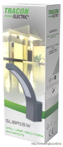 TRACON SLIBA15W Fali lámpatest, ívelt forma, antracit 230 VAC, 15 W, 4500K, IP54, 1100lm, EEI=G